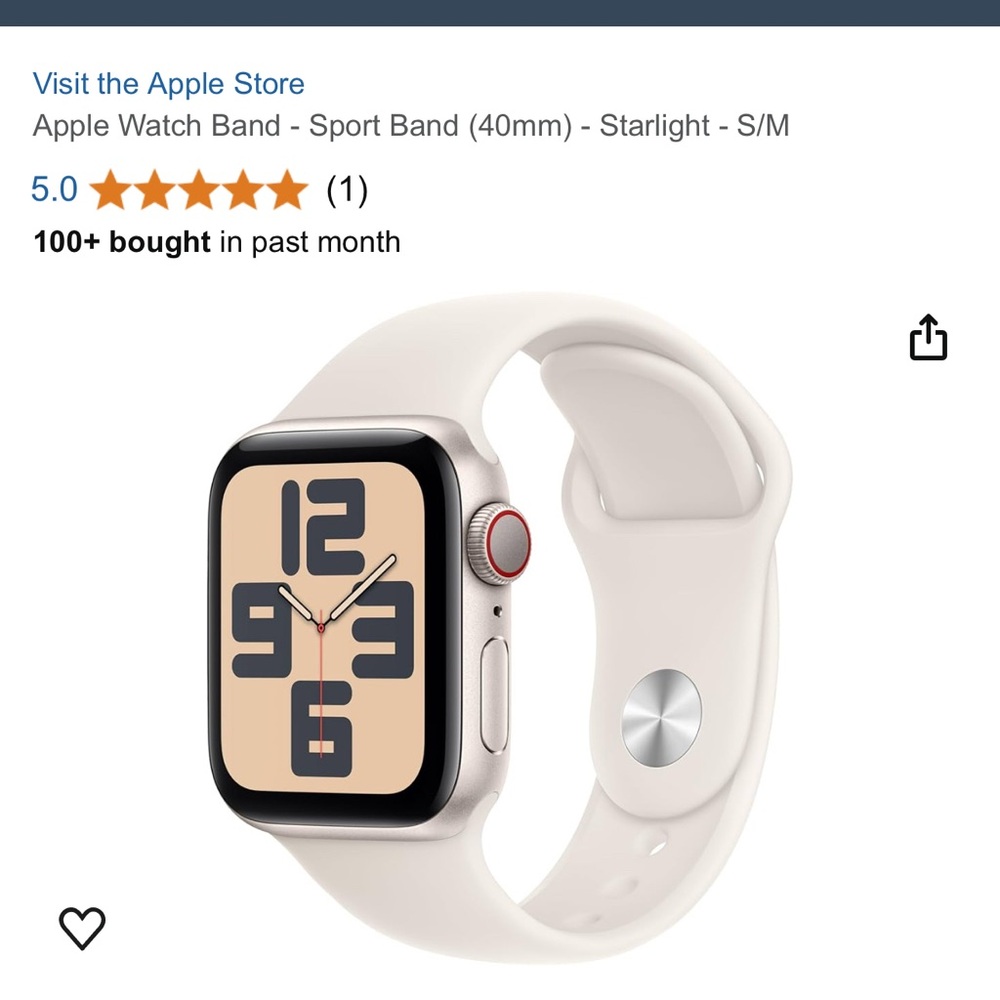 NIB S/M starlight Apple sports watch band